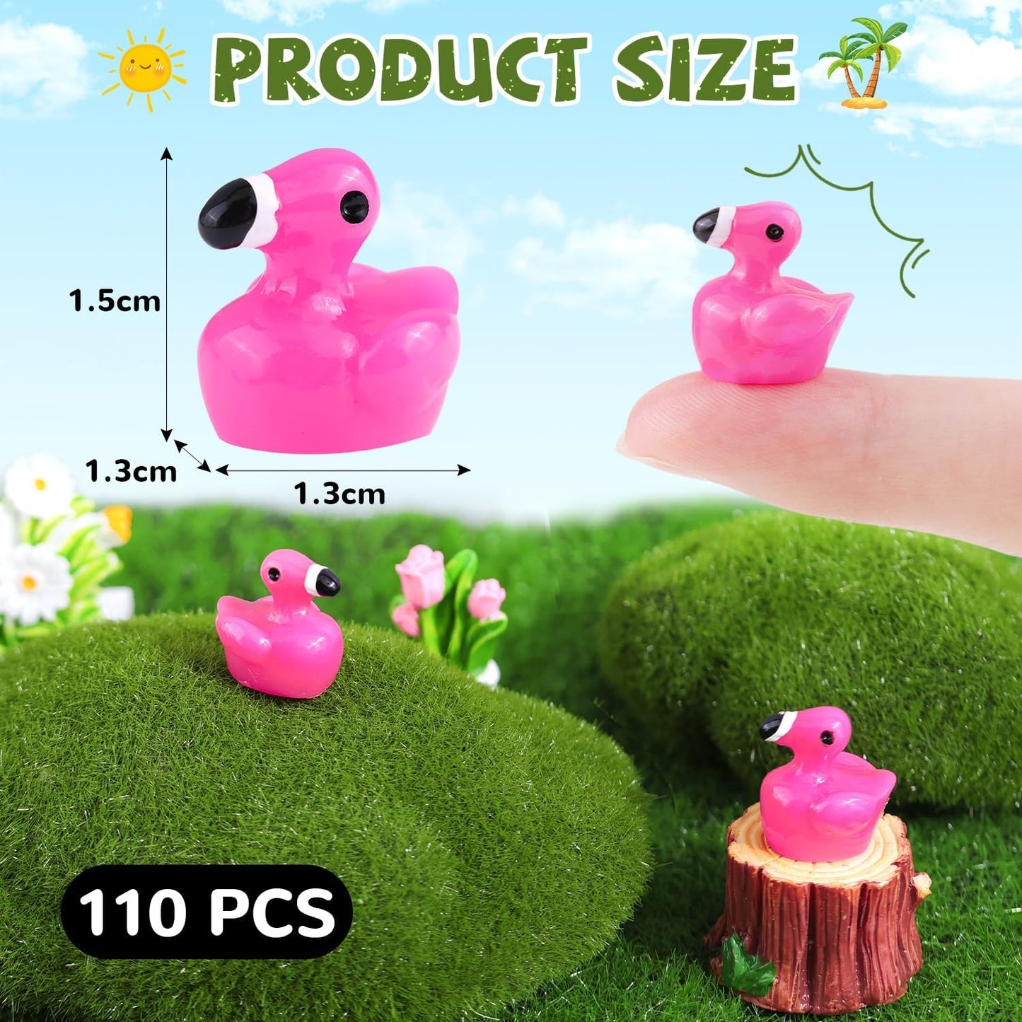 110 Pzas Animales Resina Patos Flamencos Rosa Decoración Jardín