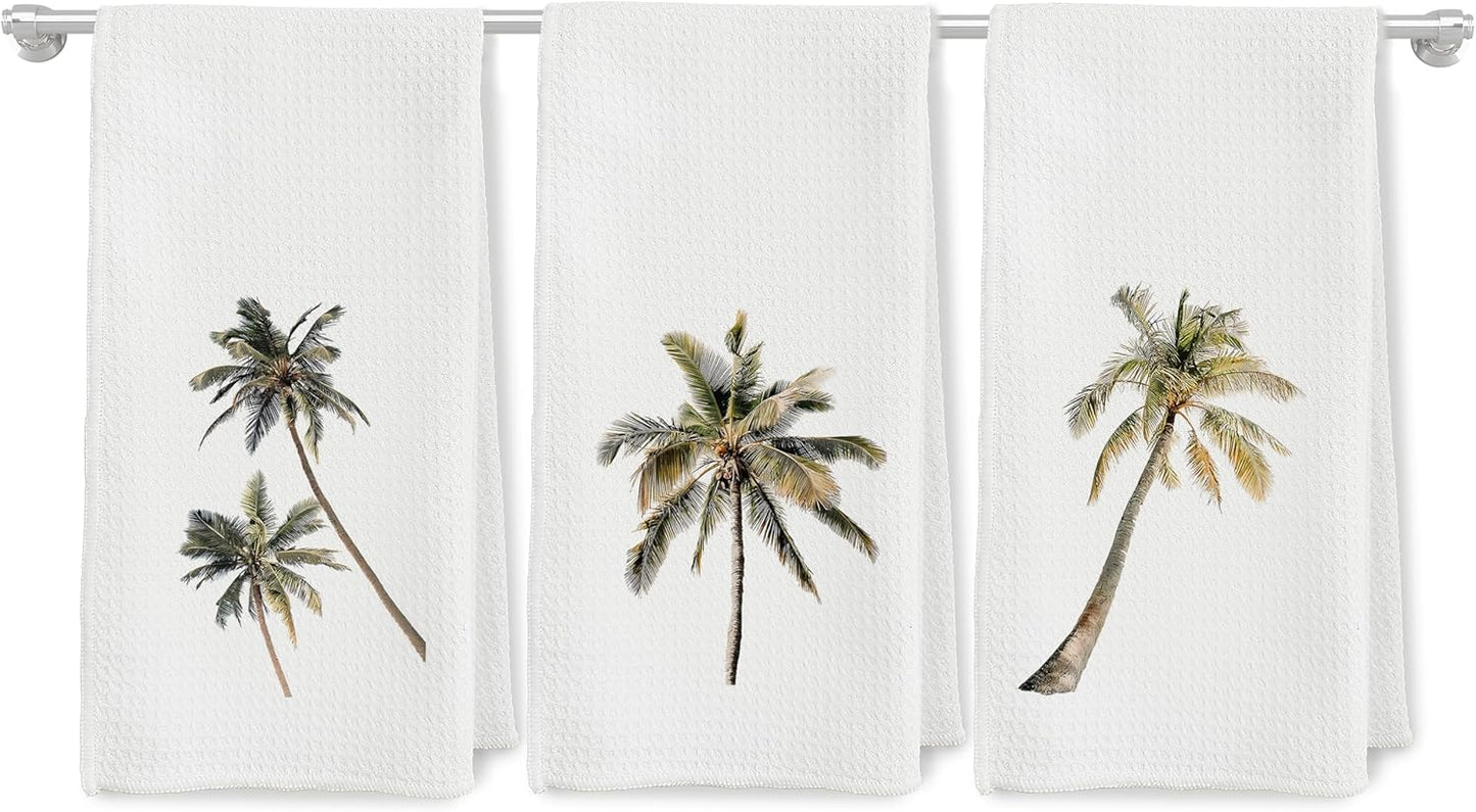 Toallas de cocina con árbol tropical, náuticas de playa, palmera, juego de 3
