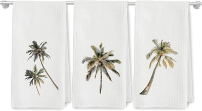 Toallas de cocina con árbol tropical, náuticas de playa, palmera, juego de 3