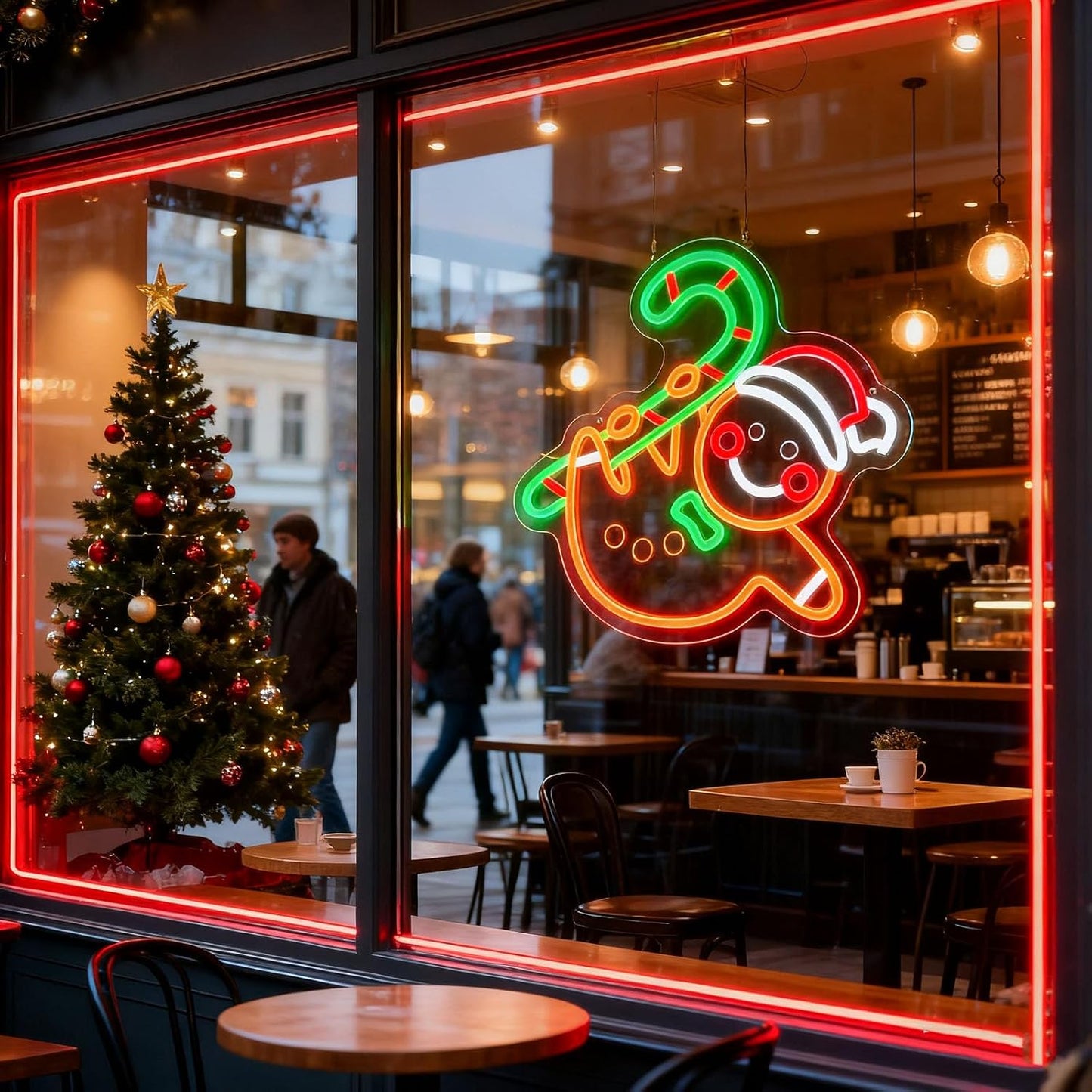 Letrero neón Led decoración navidad jengibre caramelo