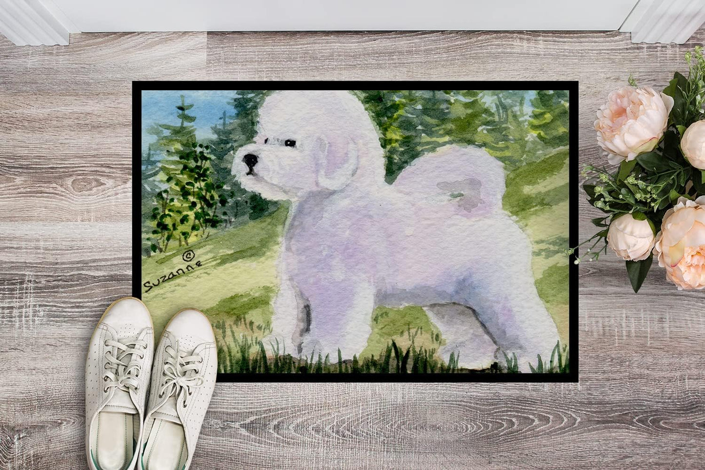 Felpudo Bichon Frise 18x27pulg Antiderrap Lavable