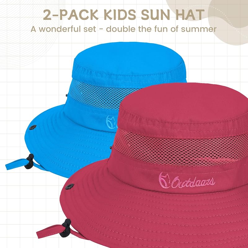 2 Sombreros Niños UPF 50 Ala Ancha Transpirables Exteriores