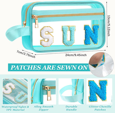 Bolsa maquillaje chenilla transparente con cremallera portátil