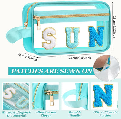Bolsa maquillaje chenilla transparente con cremallera portátil