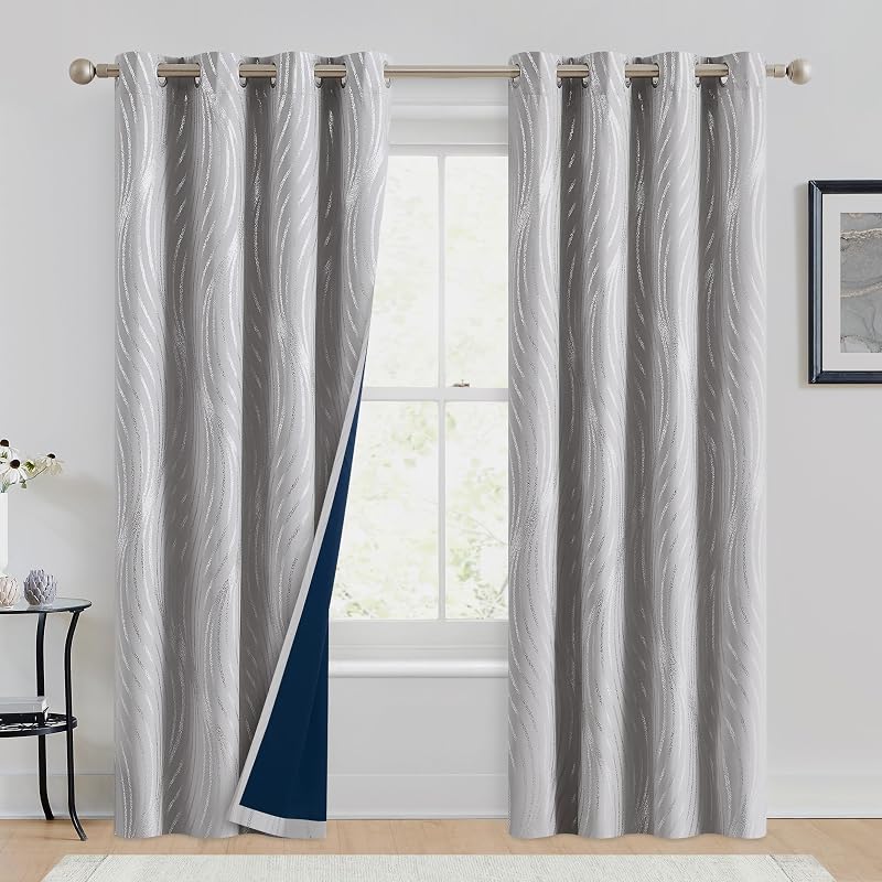 Cortinas opacas patrón lámina gris 84pulg sala