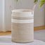 Cesta lavandería tejida 72L color marrón y blanco plegable