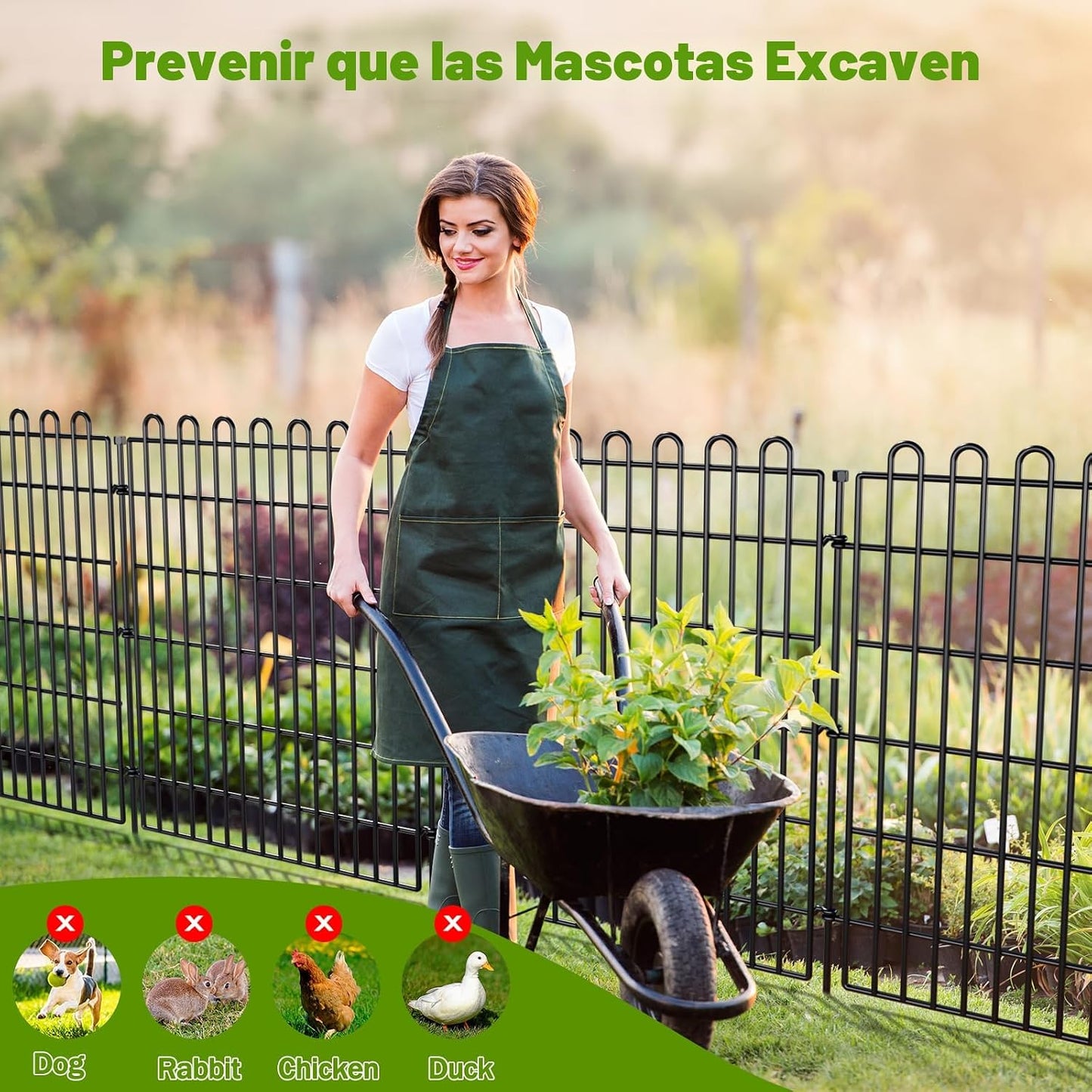 10 Paneles Valla Jardín 81.3cm x 7.19m Barrera Perros
