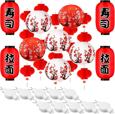 40 Linternas LED Flor Cerezo Rojo Interior Exterior