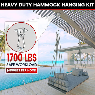 Ganchos techo acero inox M10 1700lb para hamaca y columpio