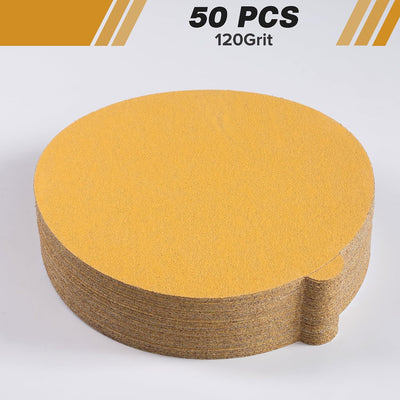 50 Discos Lija PSA 6pulg Grano 120 Autoadhesivo