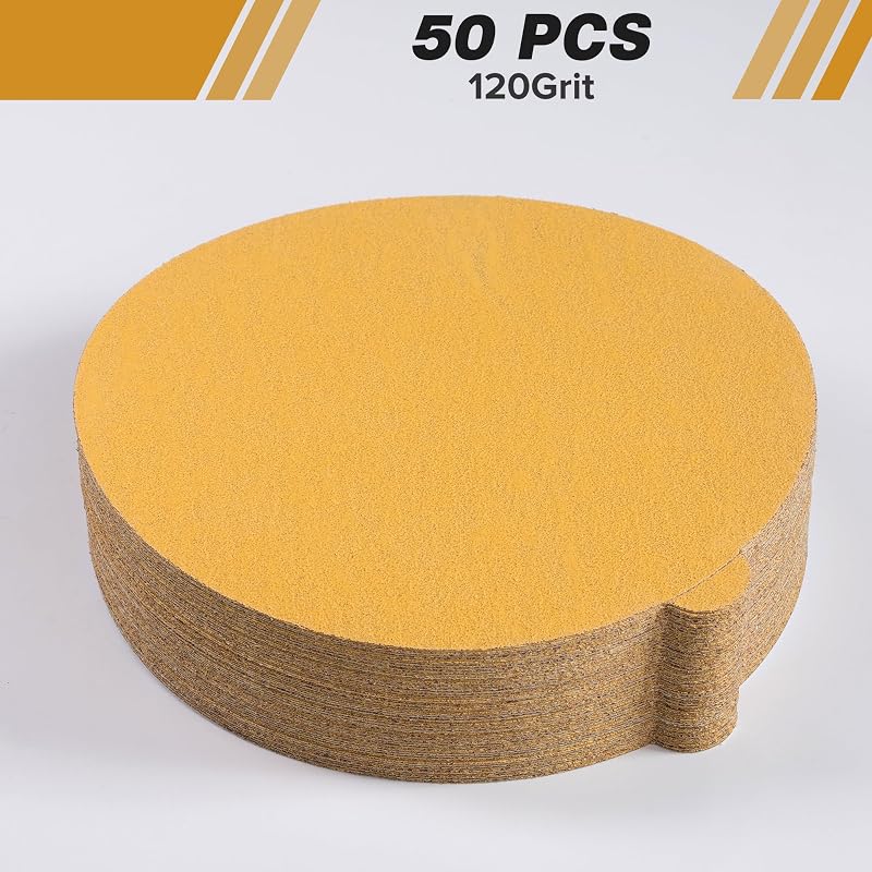 50 Discos Lija PSA 6pulg Grano 120 Autoadhesivo