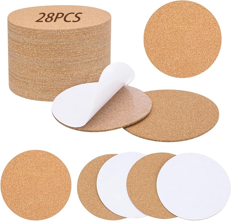 28 Posavasos Corcho Autoadhesivos 3.74pulg Hogar Decoración