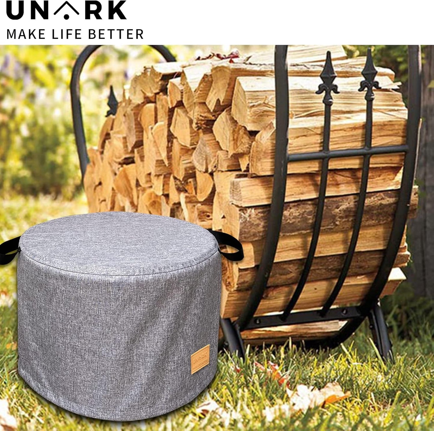 Cubierta redonda hoguera 19.5" impermeable gris