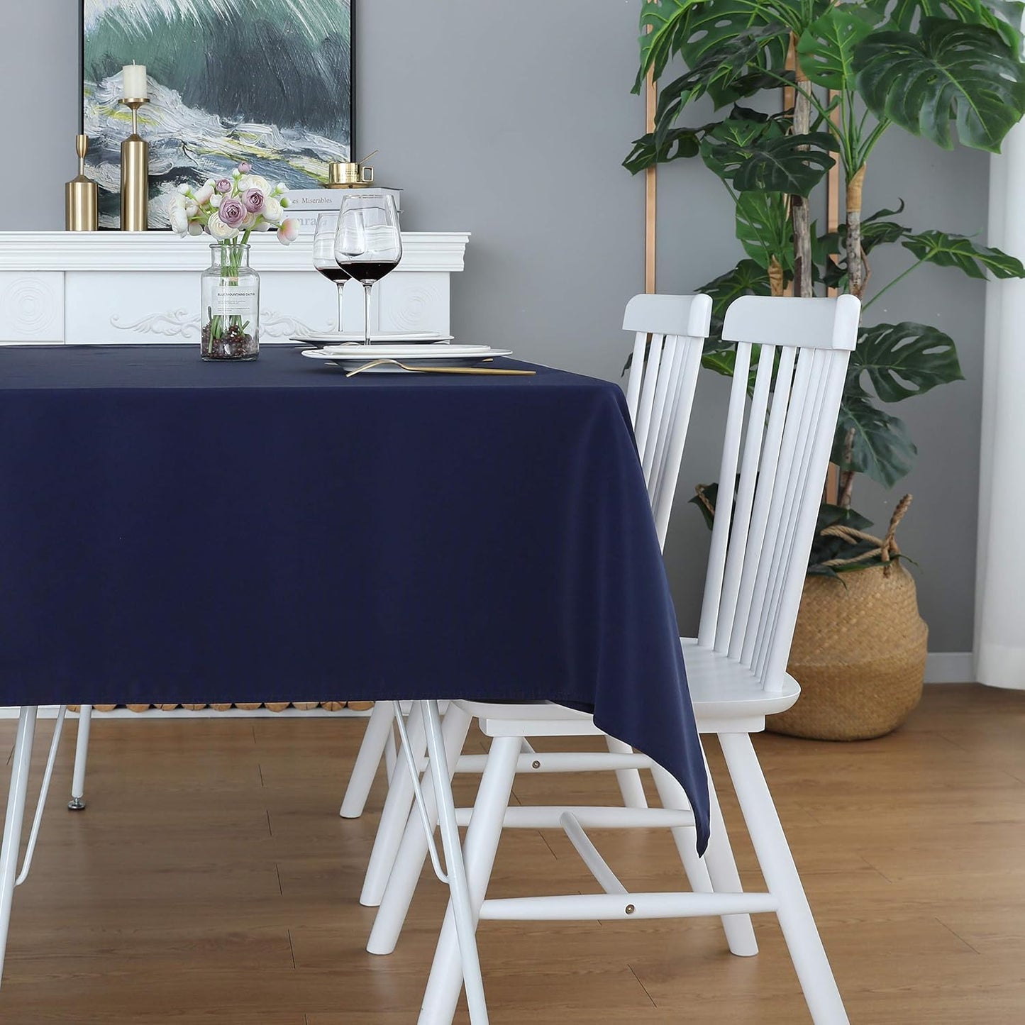 Mantel rectangular azul 54x78pulg impermeable poliéster fiestas