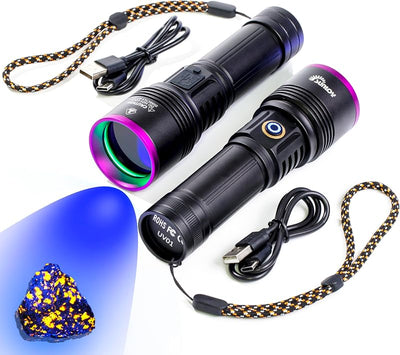 Linterna UV 365nm pack 2 luz negra detección orina mascotas