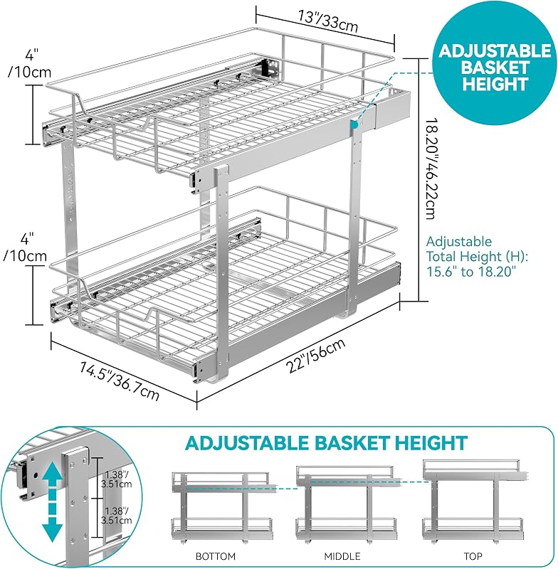 Organiz. armario 2 niveles 15x22" cajones cocina