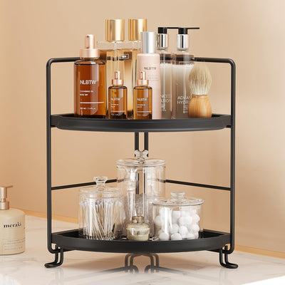 Organizador de baño esquina 2 niveles plástico negro