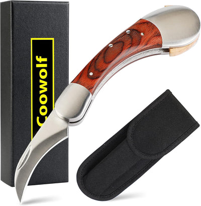 Cuchillo hongo acero inox mango madera plegable 7.1pulg