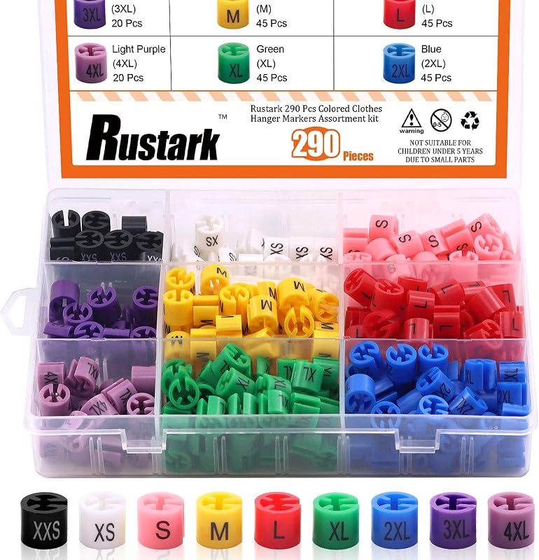 Juego 290 marcadores colgar ropa 9 tamaños XXS a 4XL