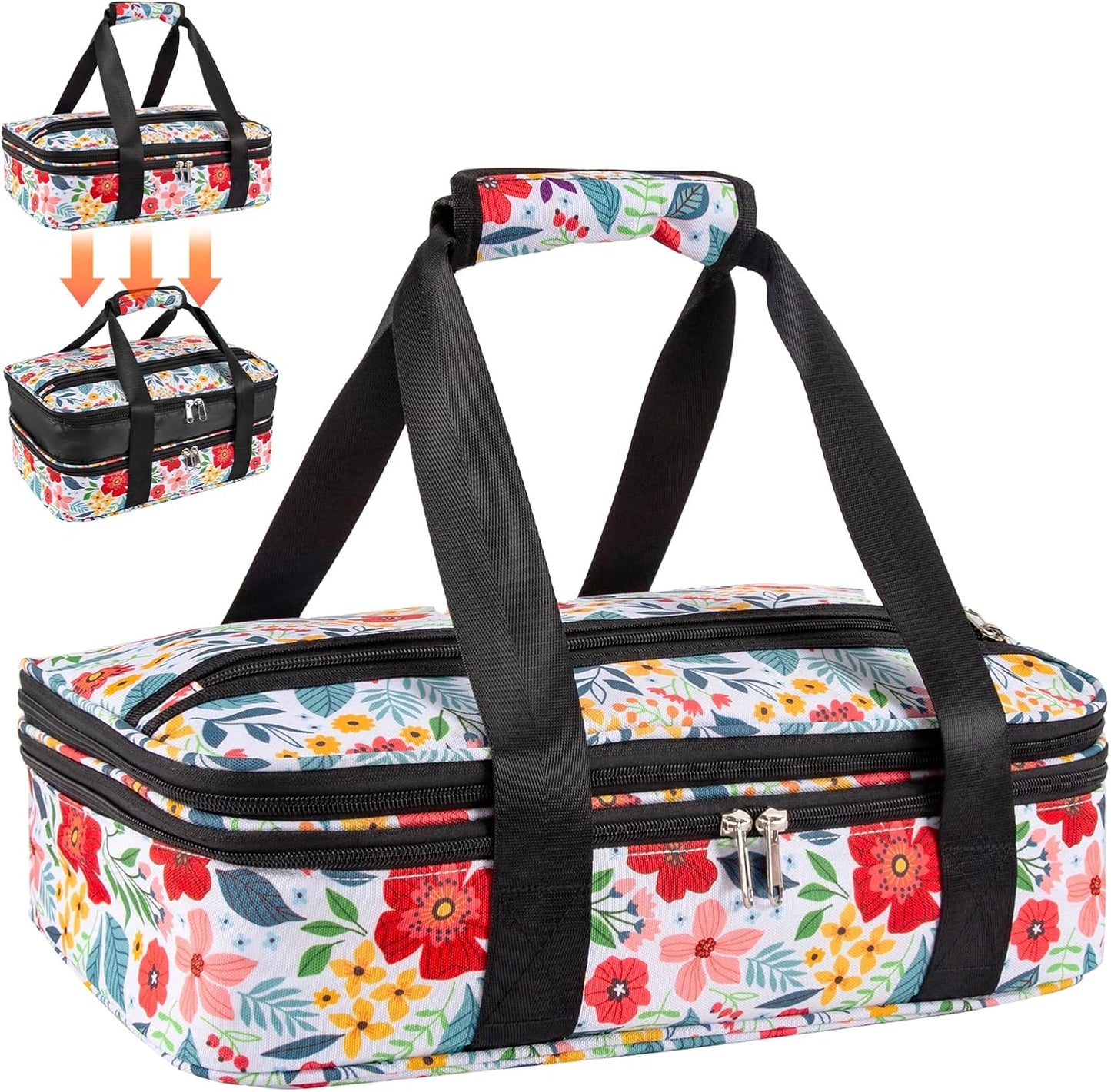 Bolsa aislada porta ollas doble cubierta para viaje y picnic
