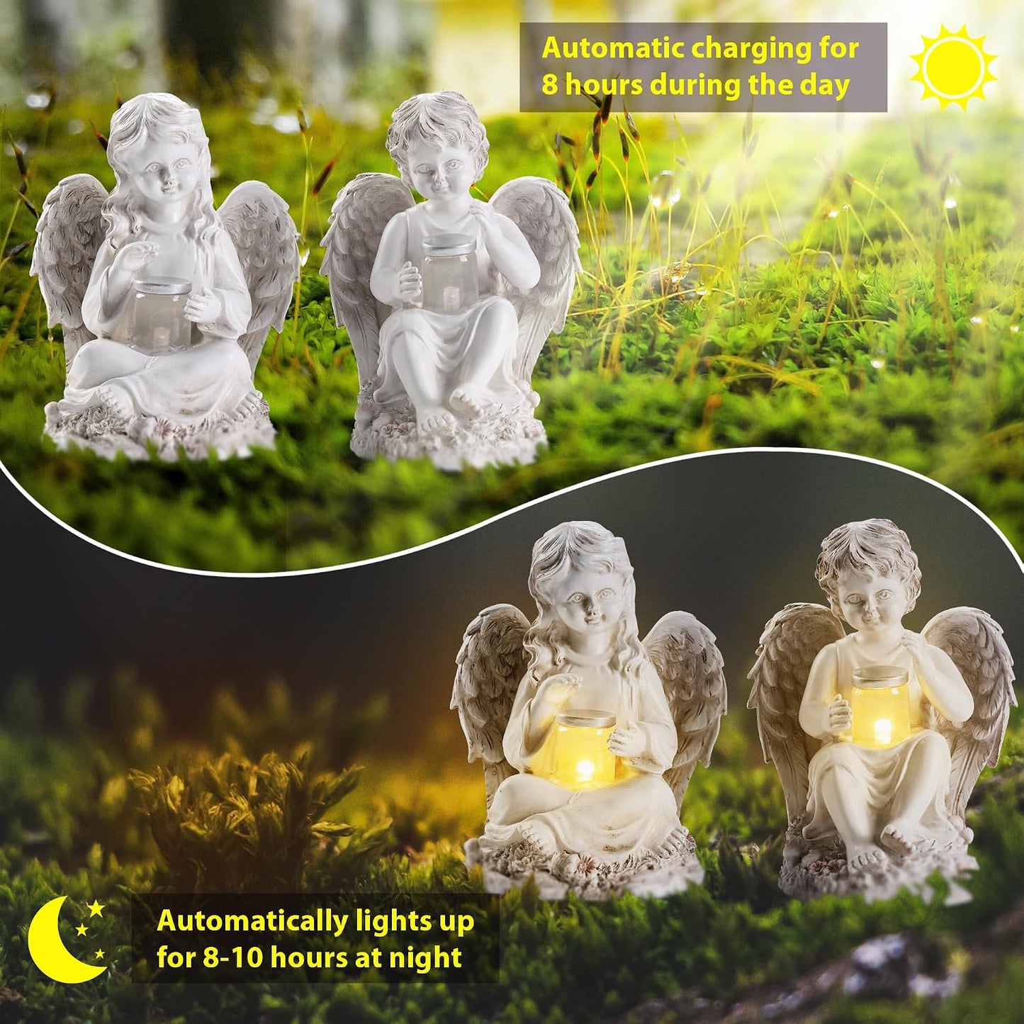 2 Pack Estatuas Ángel Jardín Decoración Externa