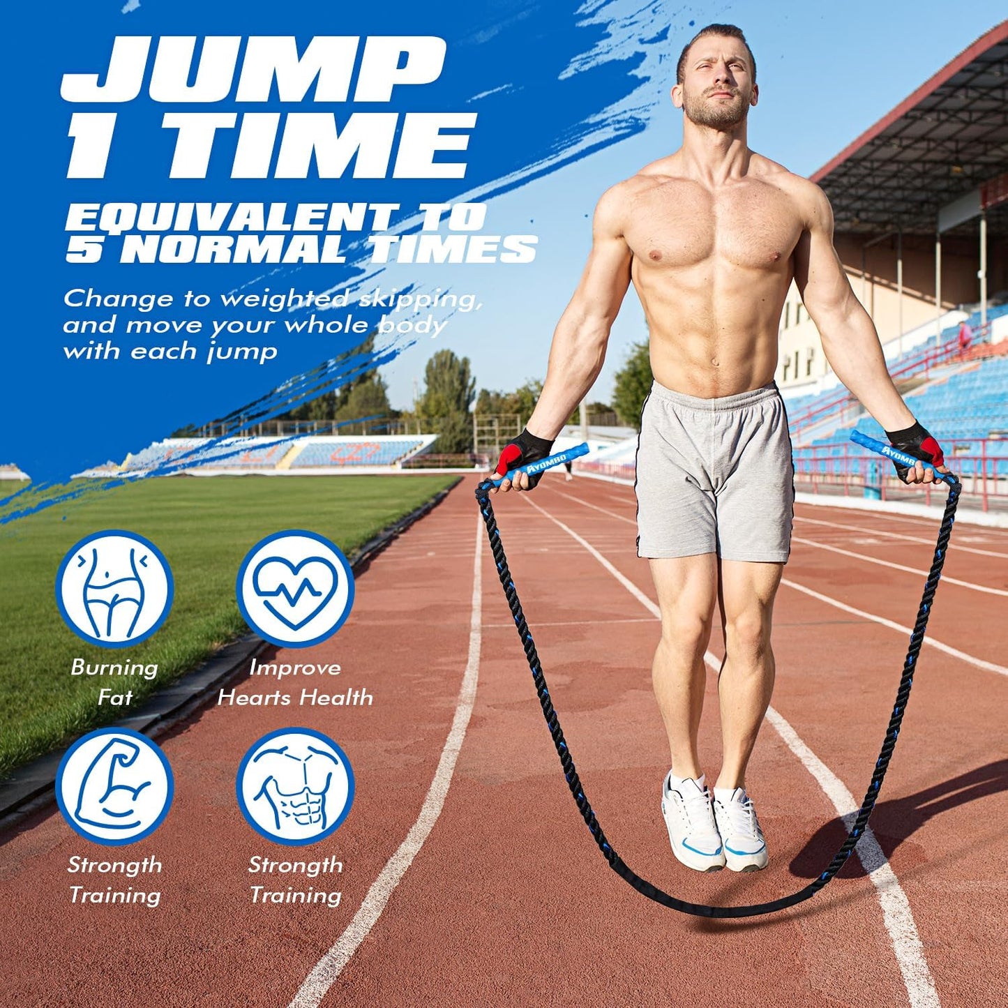 Cuerda saltar pesada para fitness hombres mujeres niños