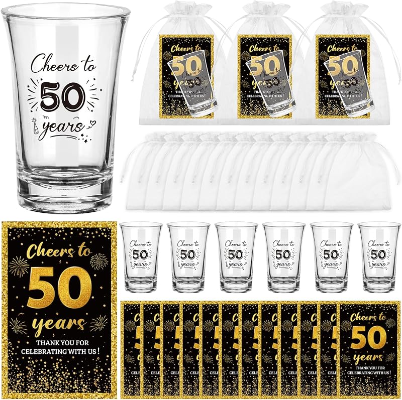 60 Vasos Chupito Acrílicos Reutilizables 50 Años Fiesta