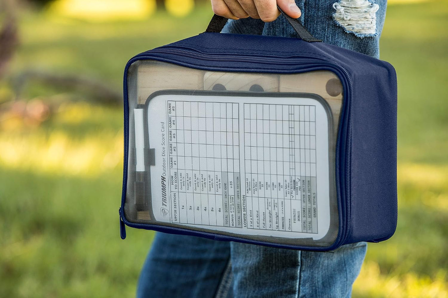 Dados de madera para césped 6 pzas con bolsa