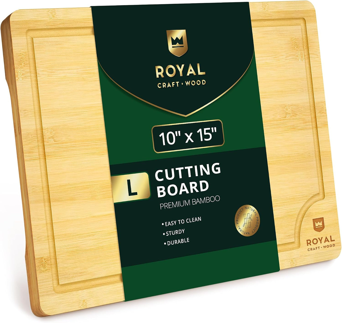 Tabla cortar bambú ranura jugo 10x15pulg con asas