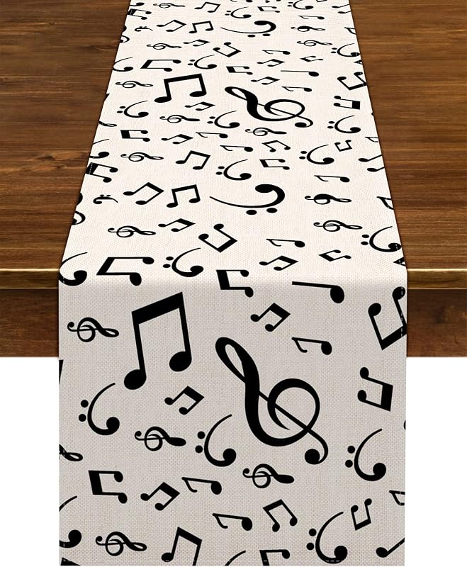 Camino mesa lino notas musicales 13x72pulg eventos bodas comedor