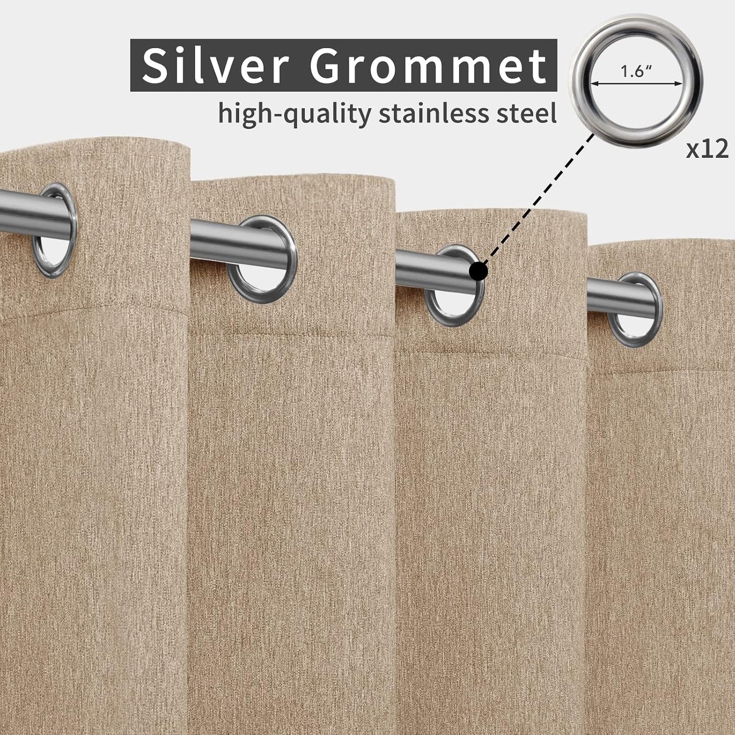 Cortinas lino impermeables para exteriores 110x84pulg beige
