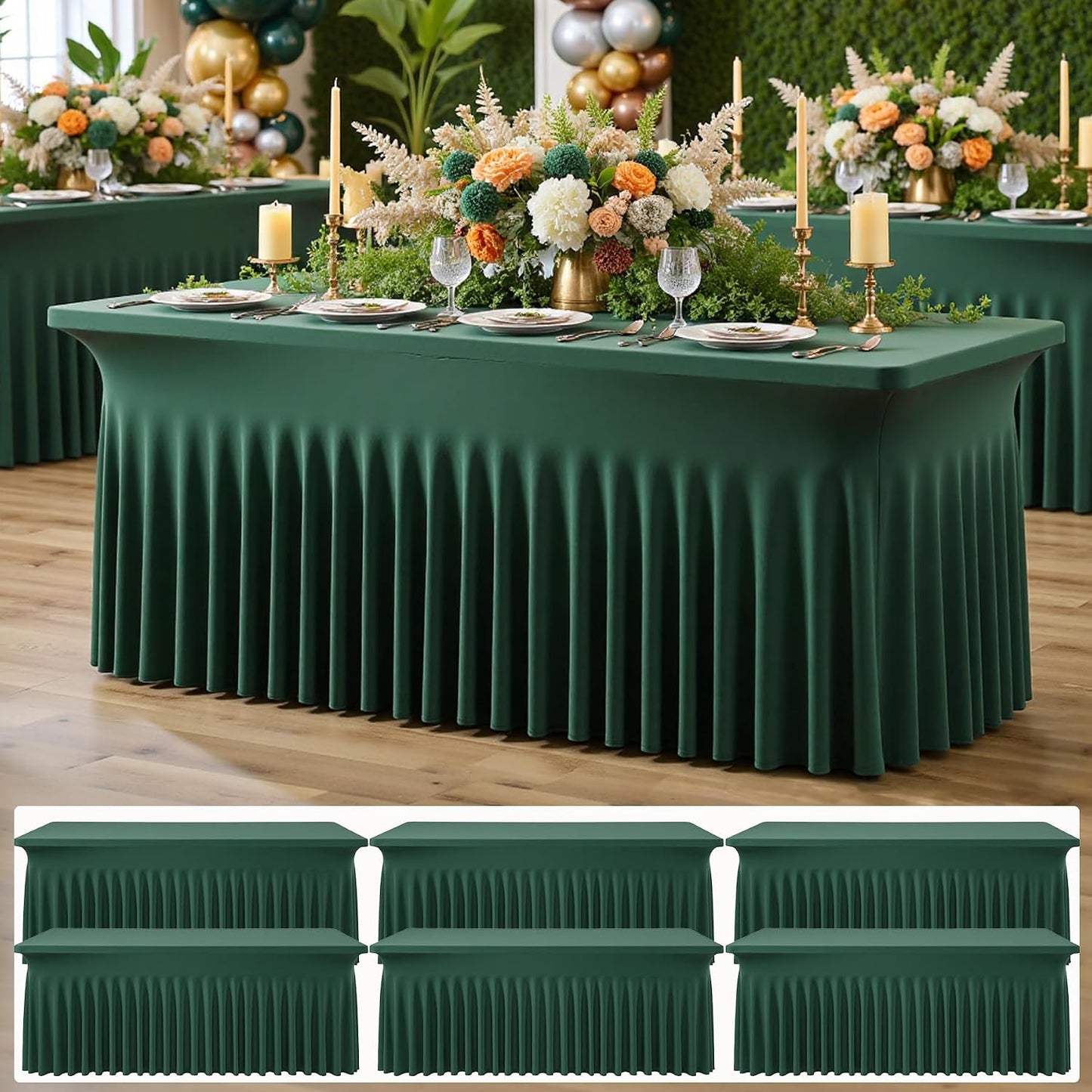 6 Manteles Elastano Verde Cazador 6ft Ajustables
