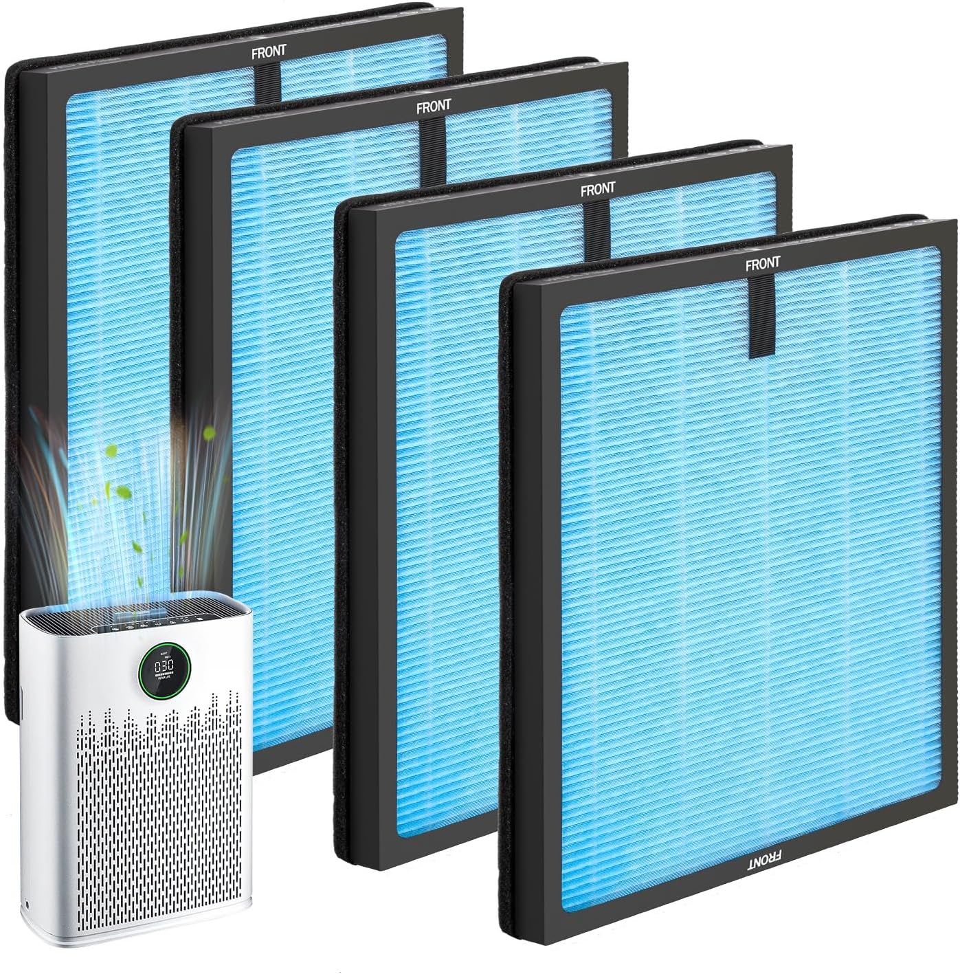 Filtro aire HEPA H13 con carbón 4 pzas comp ECOSELF HAP603