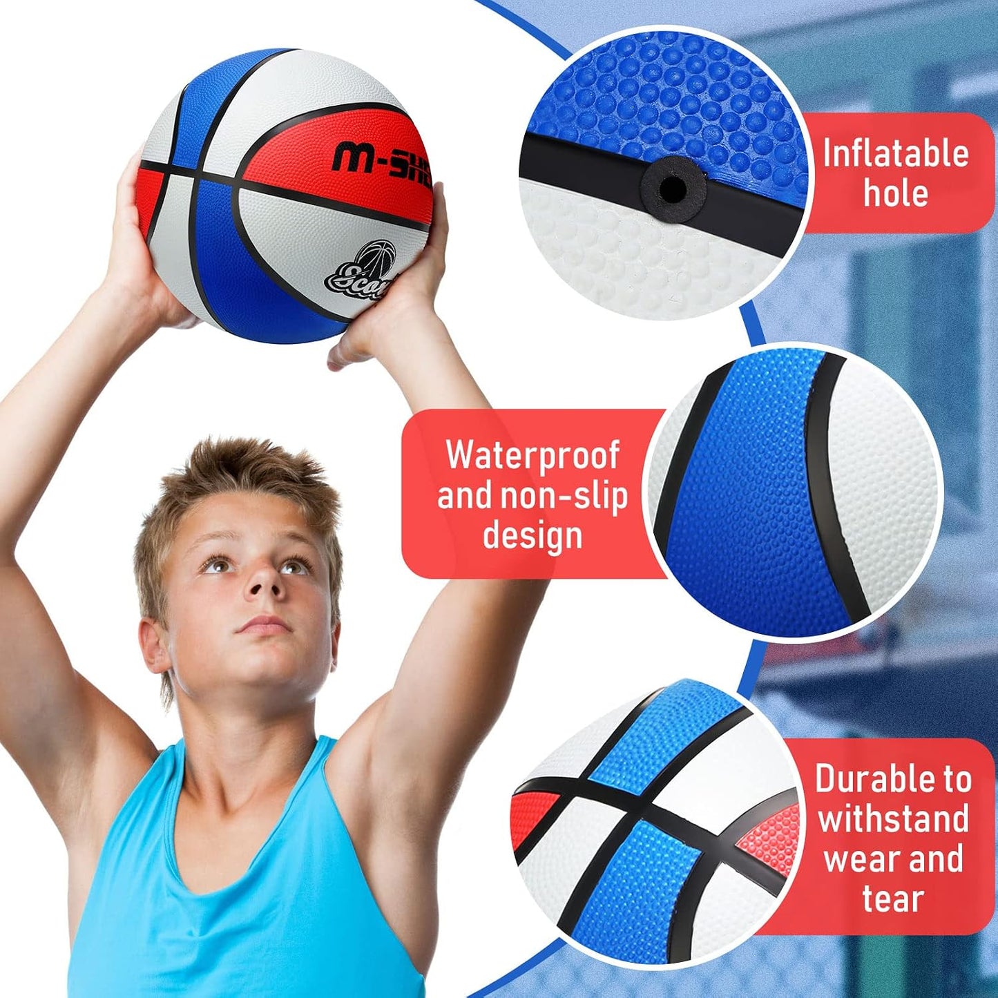 6 Pzas Balones Baloncesto Tamaño 5 27.5" con Bomba