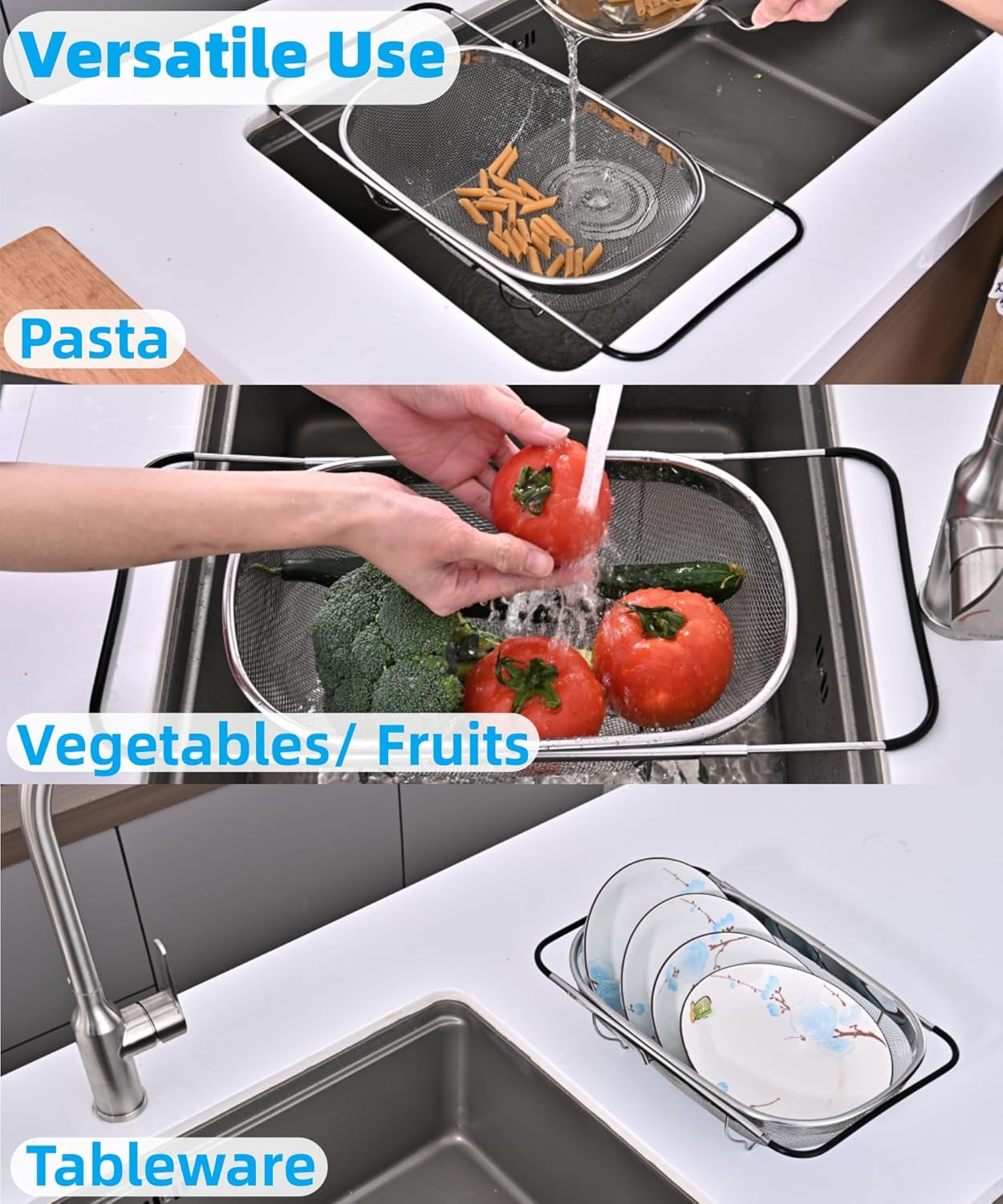 Cestillo colador acero inox expandible con mangos