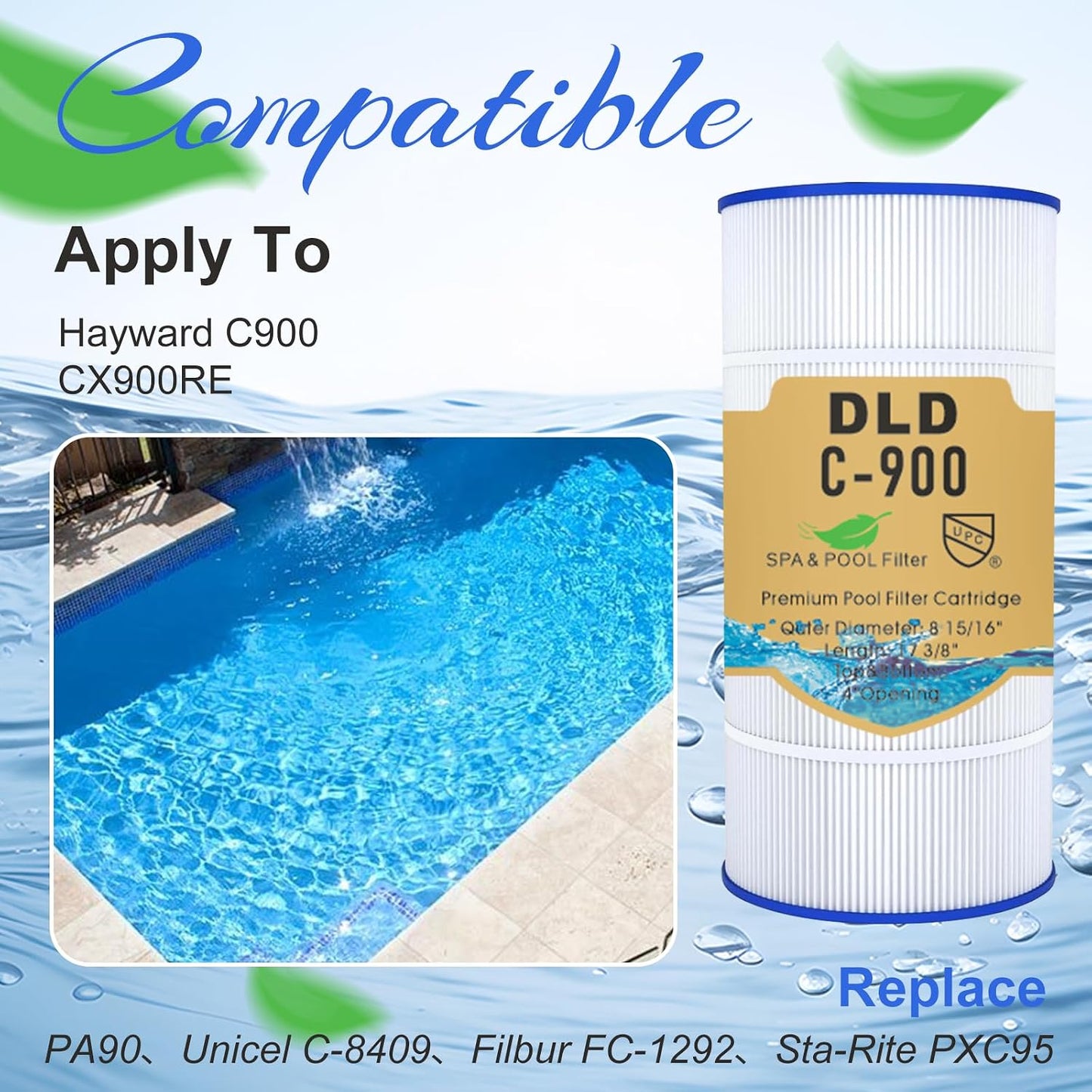 Cartucho filtro piscina C900 compa Hayward CX900RE 90 pies2