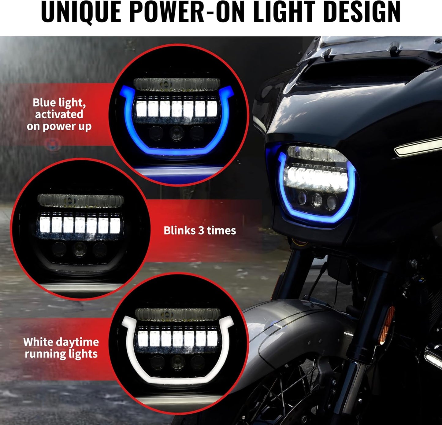 Faros LED Street Glide 24-25 con haz alto y bajo DRL blancas