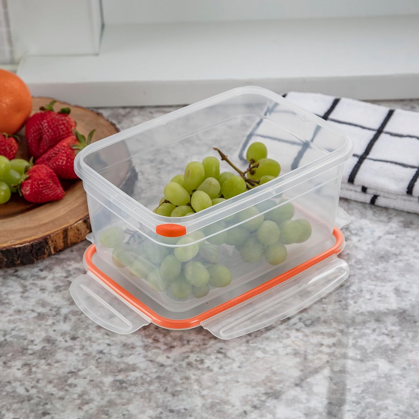 6 Pzas Recipiente Alimentos Tapa Pestillo Transparente