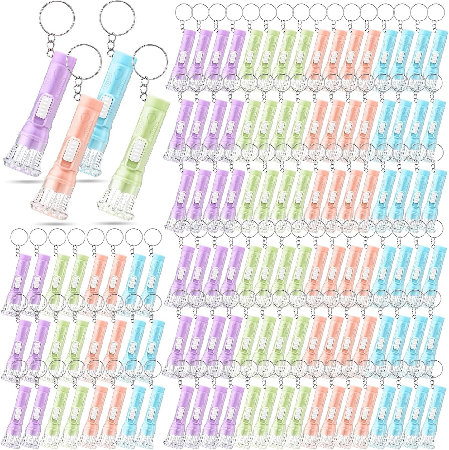 150 Pzas Linterna Llavero Led Portátil Color Surtido