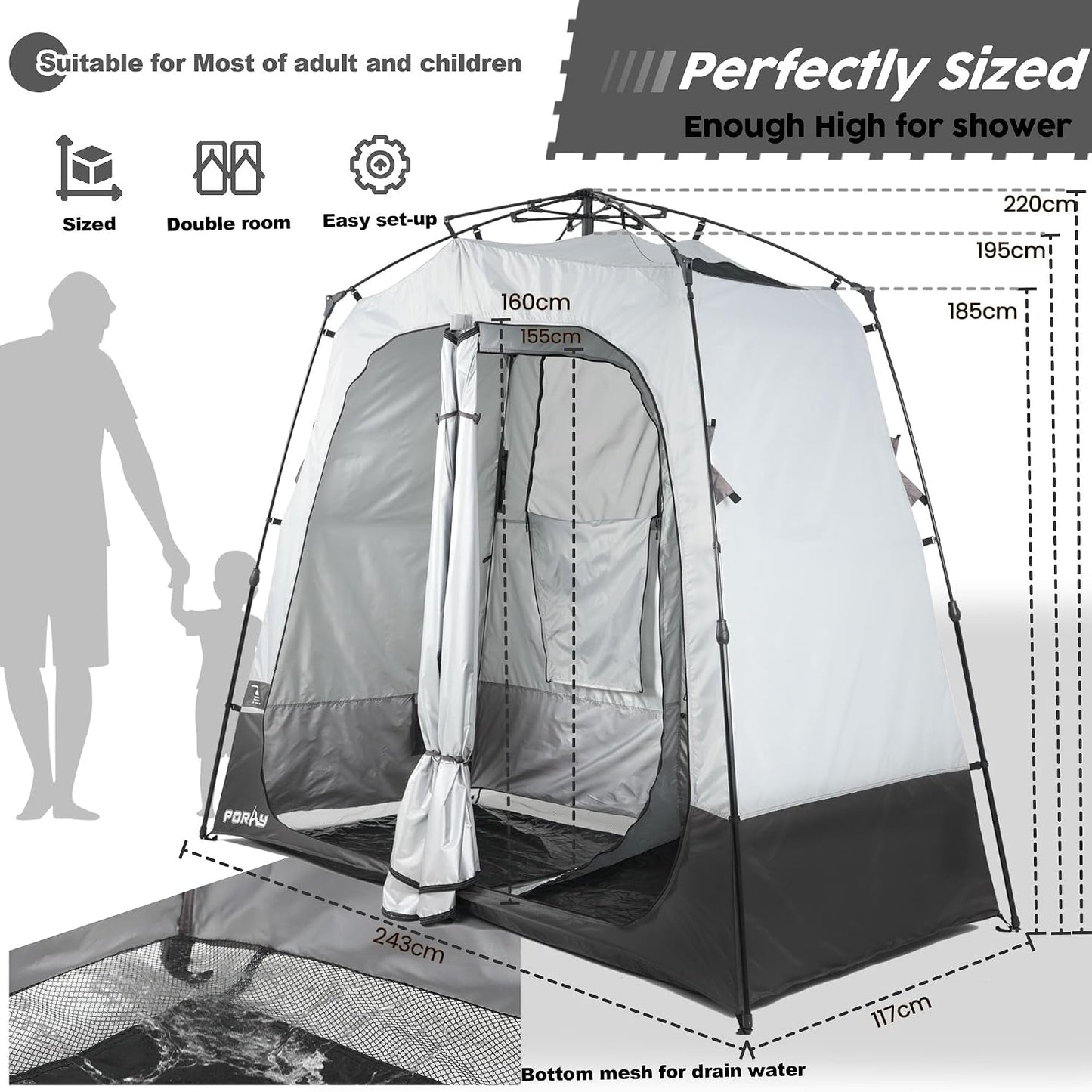 Tenda ducha camping con suelo drenaje playa