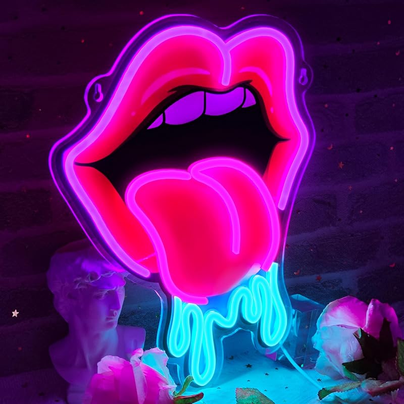 Letrero LED de labios y lengua con saliva para KTV bar pub