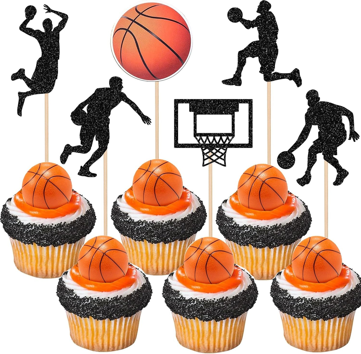 24 Pzas Decoración Cupcakes Baloncesto Temática Deportiva