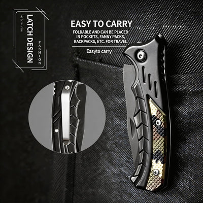Cuchillo táctico plegable 2.56pulg acero inox mango camuflaje