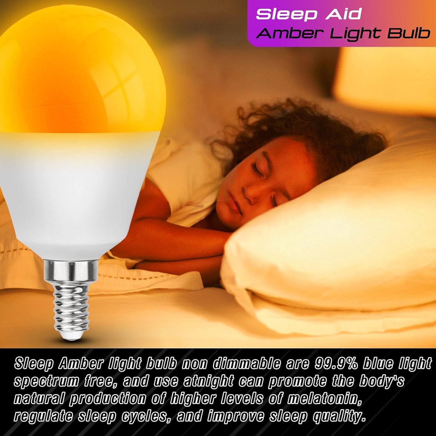 Bombillas E12 ámbar 3W 300lm para dormir no regulable pack 2