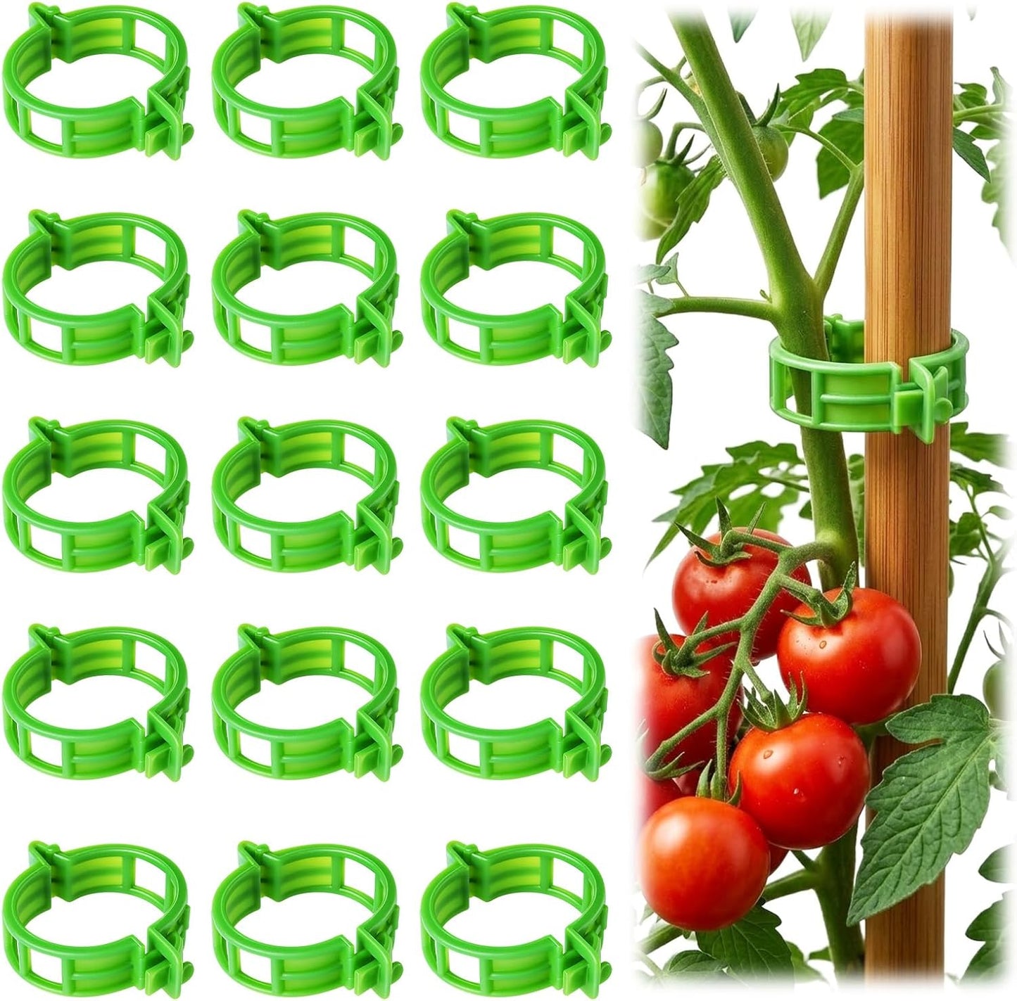 100 Pzas Clips Plástico para Tomate y Vegetales Jardín