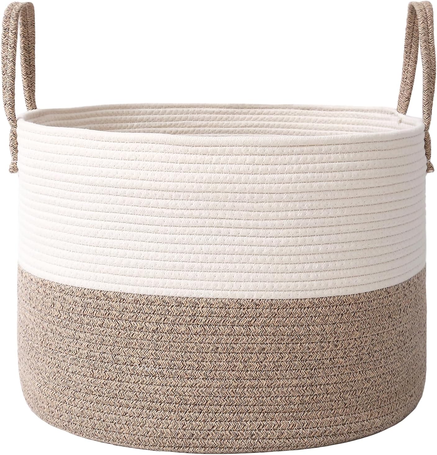 Cesta tejida para mantas y ropa 65L con asas organiz. sala