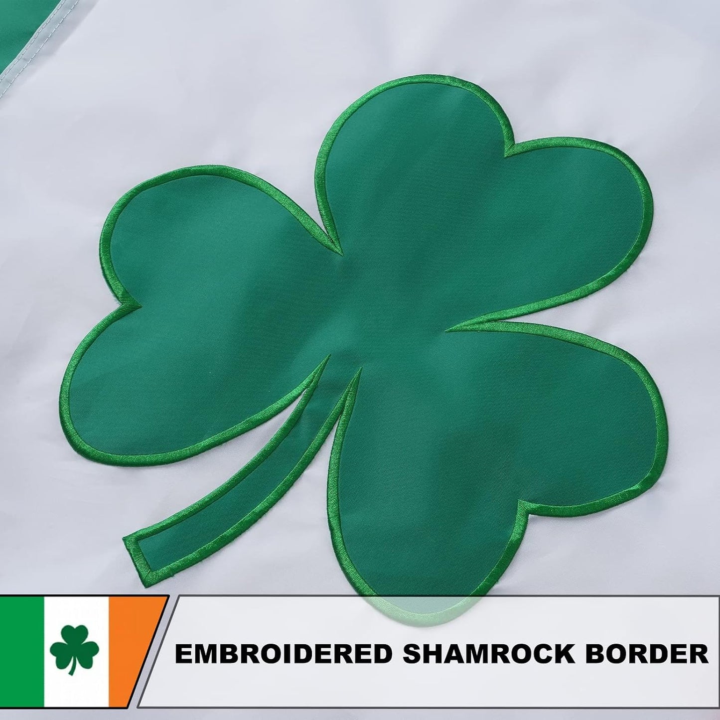 Bandera Irlandesa 3x5ft Bordada Trébol 210D con Ojales Latón