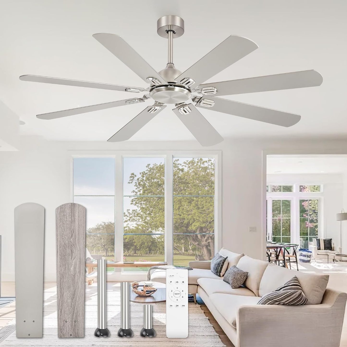 Ventilador techo 62pulg motor CC reversible