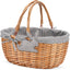 Cesta picnic ovalada asas plegables tejida a mano sauce gris