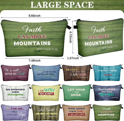 12 Pzas Bolsas Maquillaje Religiosas con Versículo Bíblico